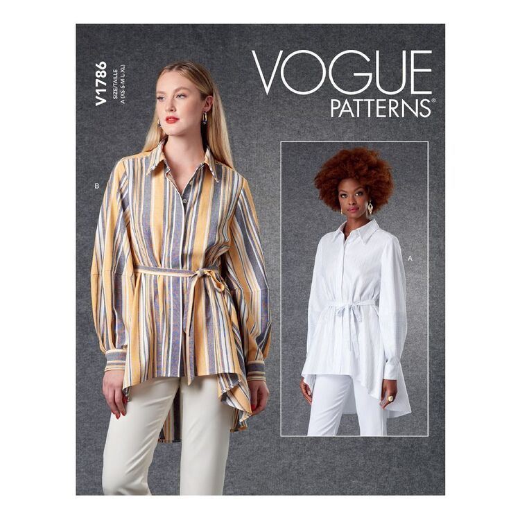Vogue Sewing Pattern V1786 Misses' Shirts & Belt
