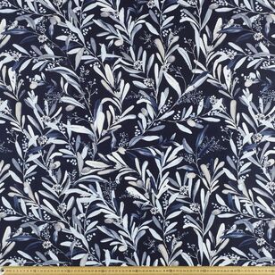 Olive Leaves 150 cm Weatherproof Canvas Fabric Navy 150 cm