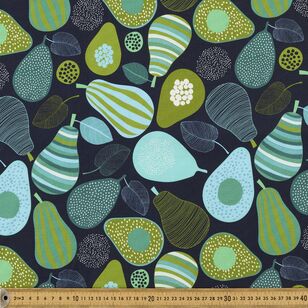 Jocelyn Proust Avocados 150 cm Decorator Fabric Navy & Green 150 cm