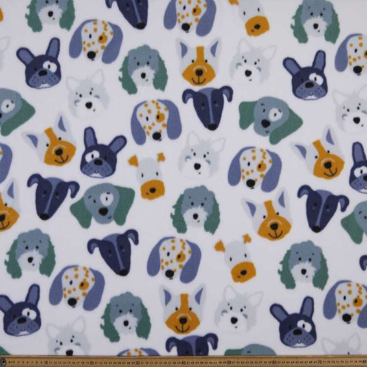 Dog Face Printed 148 cm Husky Polar Fleece Fabric