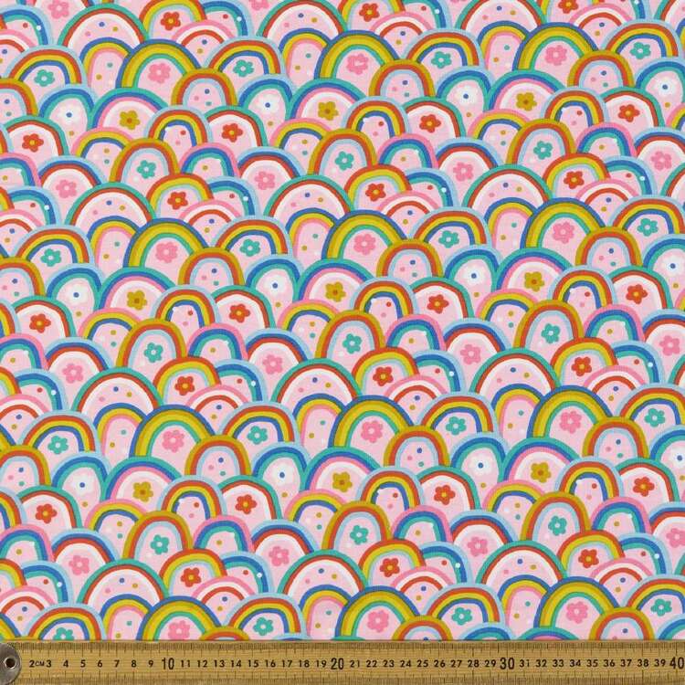 Floral Rainbow Printed 148 cm Organic Cotton Elastane Jersey Fabric