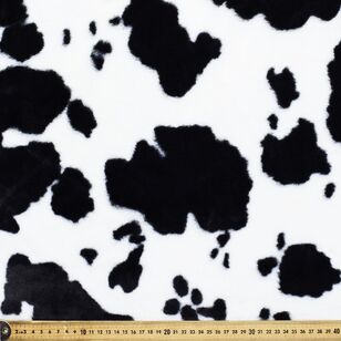 Cow Printed 150 cm Faux Fur Fabric Black 150 cm