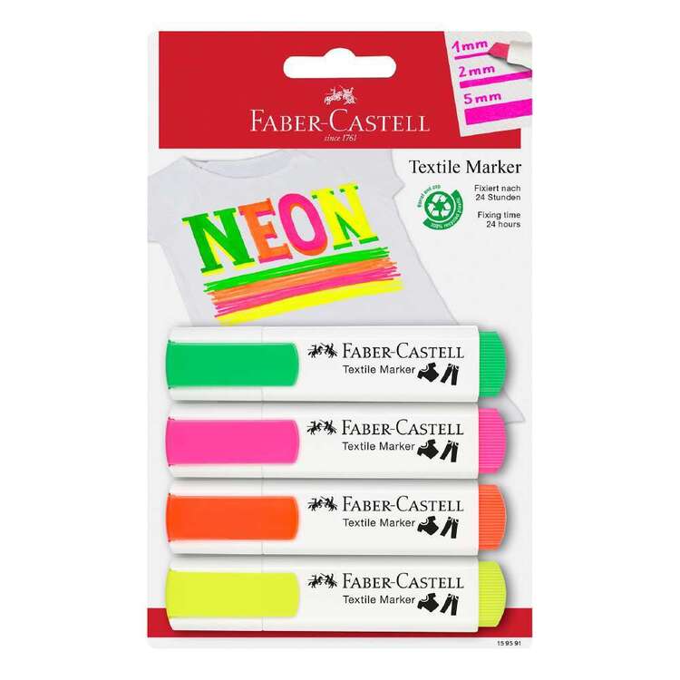 Faber Castell Textile Colour Markers 4 Pack
