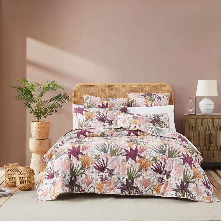 KOO Abstract Floral Cotton Quilted Coverlet