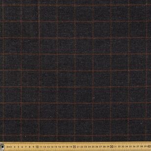 Brown Checks #2 Patterned 145 cm Wool Blend Suiting Fabric Charcoal 145 cm