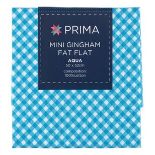 Prima Mini Gingham Printed Flat Fat Blender Fabric Aqua 50 x 52 cm