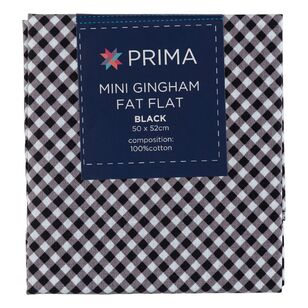 Prima Mini Gingham Printed Flat Fat Blender Fabric Black 50 x 52 cm