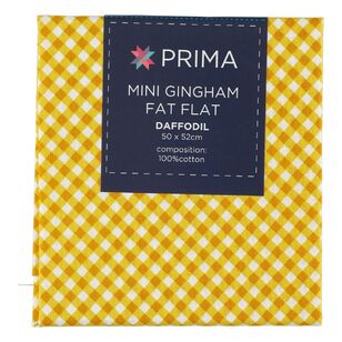 Prima Mini Gingham Printed Flat Fat Blender Fabric Daffodil 50 x 52 cm
