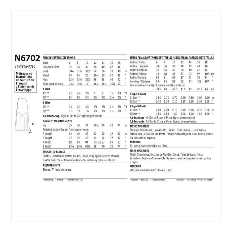 Pattern N6717 Tutorial New Look N6702 Misses' Skirts Pattern