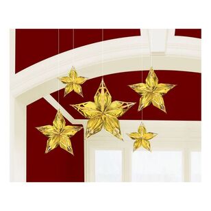 Amscan Glitz & Glam Metallic Hanging Star Decorations Gold