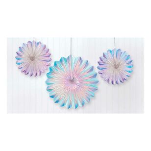 Amscan Luminous Birthday Iridescent Foil Fan Decoration 3 Pack Multicoloured