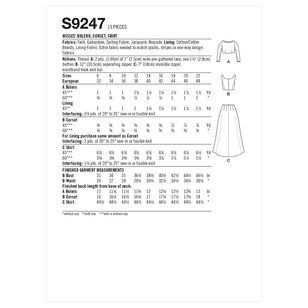 Simplicity Sewing Pattern S9247 Misses' Costume Bolero, Corset, Skirt
