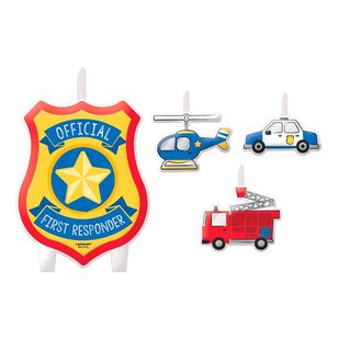 Amscan First Responders Candle Set 4 Pack Multicoloured