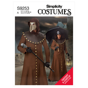 Simplicity Sewing Pattern S9253 Unisex Costume Coat, Hood, Collar & Mask All Sizes