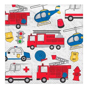 Amscan First Responders Lunch Napkins 16 Pack Multicoloured