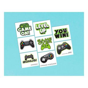Amscan Level Up Gaming Tattoos 8 Pack Multicoloured