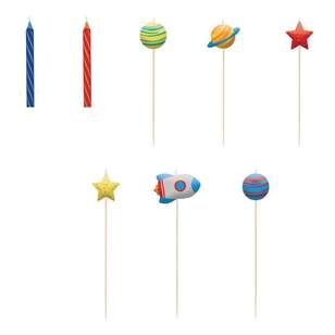 Amscan Blast Off Birthday Candle Set 8 Pack Multicoloured