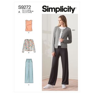 Simplicity Sewing Pattern S9272 Misses' Knit Cardigan Top & Pants All Sizes