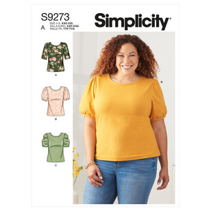 Simplicity Sewing Pattern S9273 Misses' Knit Tops With Scoop Neck & Sleeve Variations All Sizes