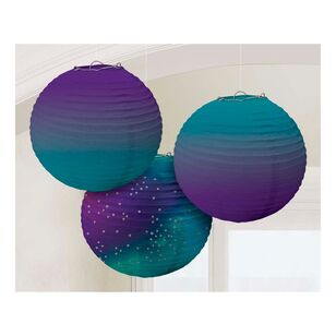 Amscan Sparkling Sapphire Ombre Round Lanterns 3 Pack Multicoloured