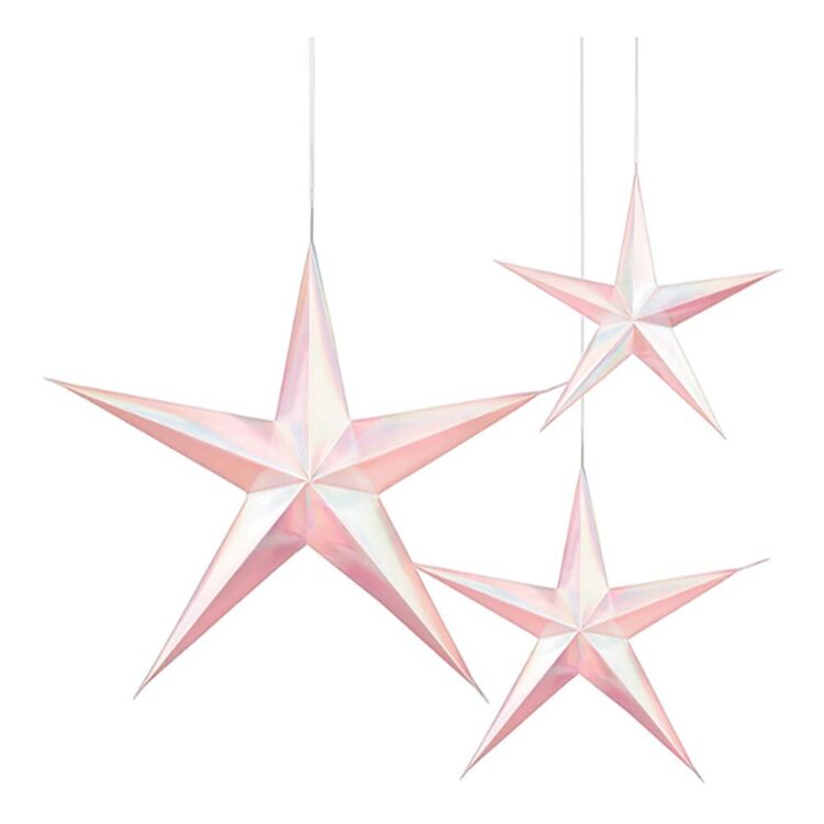 Amscan Iridescent Hanging 3D Star Decoration 3 Pack