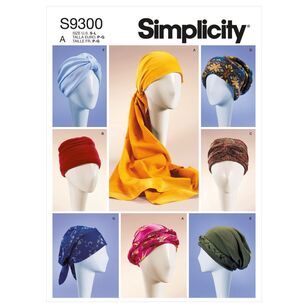 Simplicity Sewing Pattern S9300 Misses' Turbans, Headwraps & Hats All Sizes