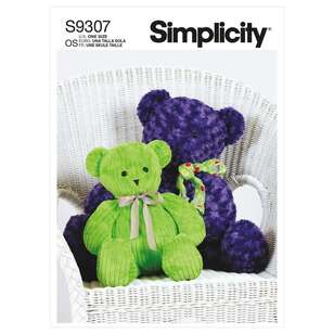 Simplicity Sewing Pattern S9307 Plush Bears in Two Sizes One Size