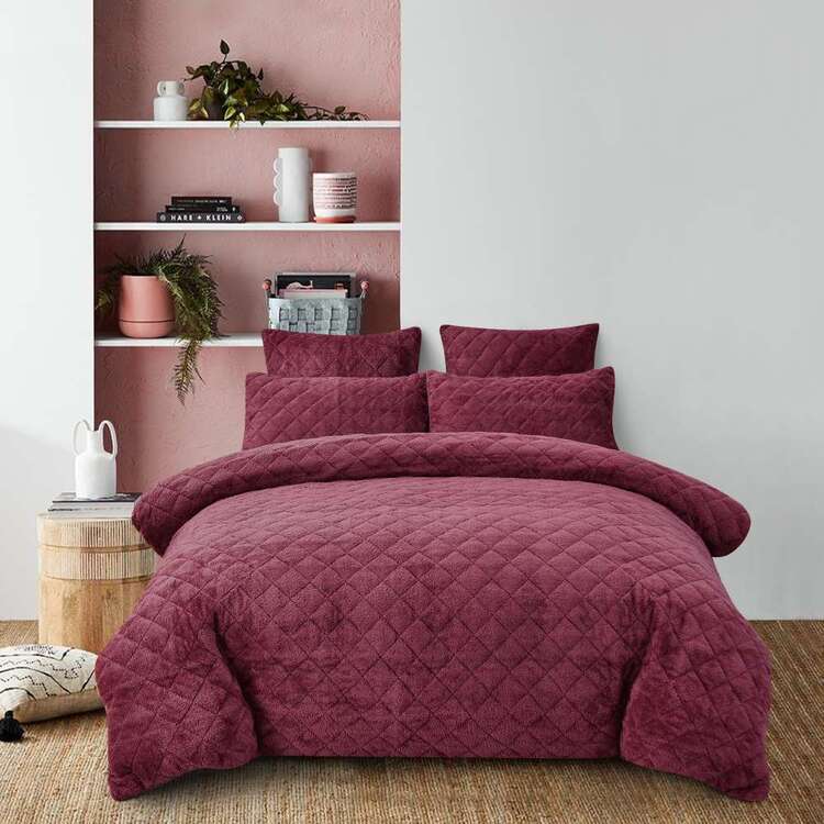 KOO Samantha Teddy Quilt Cover Set Berry