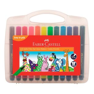 Faber Castell Jumbo Coloured Markers 12 Pack Multicoloured