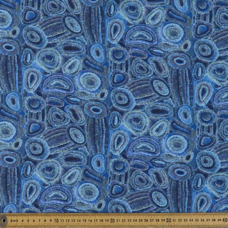 Warlukurlangu Agnes Nampajimpa Brown Ngapa Jukurrpa (Water Dreaming) #2 Printed 135 cm Rayon Fabric