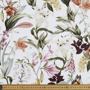 Hani Floral 150 cm Cotton Canvas Fabric White 150 cm