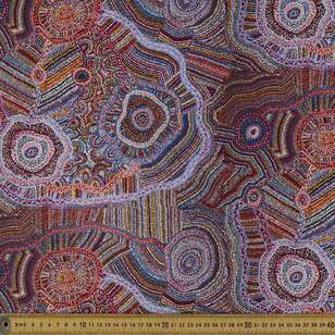 Warlukurlangu Priscilla Nangura Robertson Ngapa Jukurrpa (Water Dreaming) Printed 112 cm Cotton Fabric Spice 112 cm