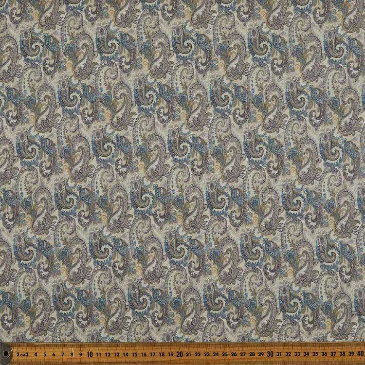 Paisley Swirl Digital Printed 142 cm Combed Cotton Sateen Fabric