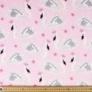 Royal Swans Printed 148 cm Peak Polar Fleece Fabric Pink 148 cm