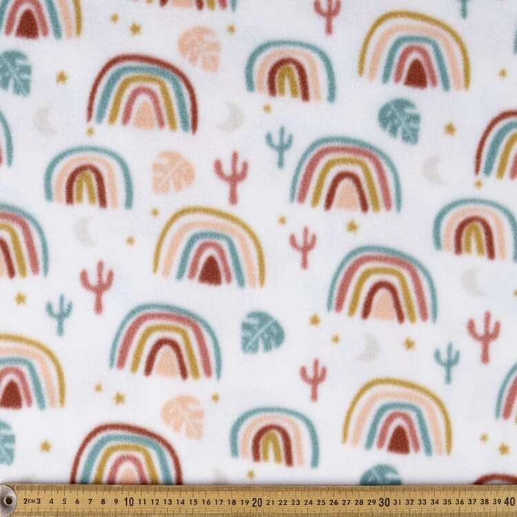 Desert Rainbows Printed 148 cm Husky Polar Fleece Fabric White 148 cm