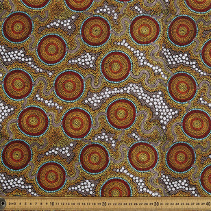 Balarinji Julianne Turner Nungarri Bush Onion Dreaming Printed 112 cm Cotton Fabric Multicoloured 112 cm