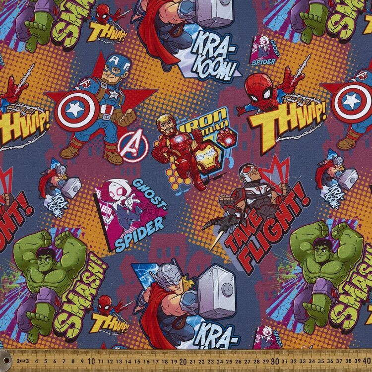 Marvel Heroes 150 cm Uncoated Curtain Fabric Multicoloured 150 cm
