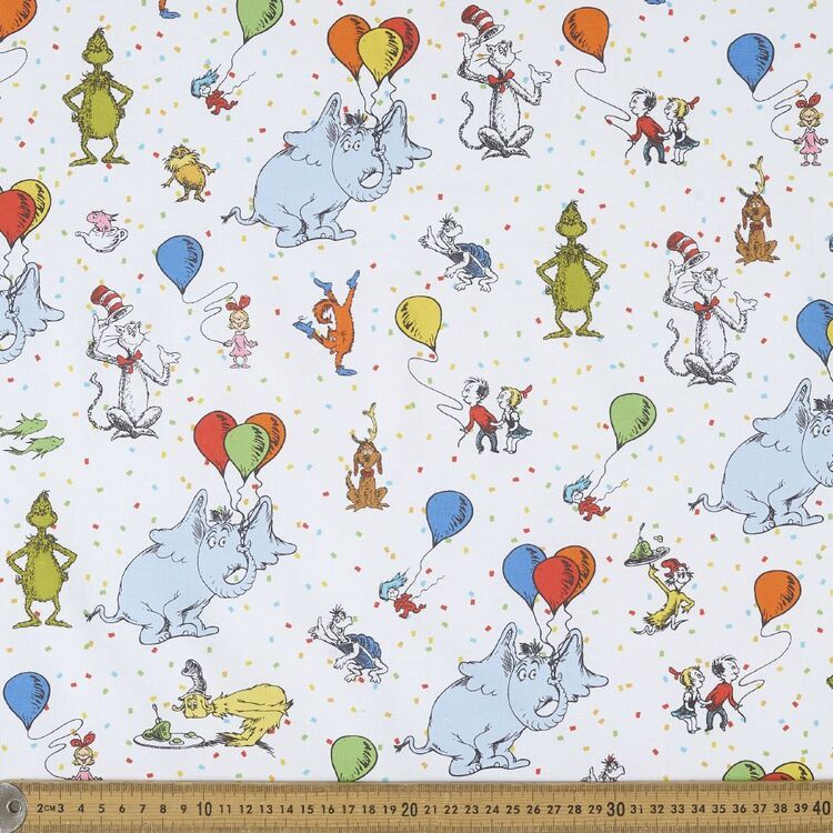 Dr Seuss Celebrate Balloons Printed 112 cm Cotton Fabric
