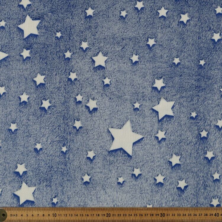In The Stars Printed 148 cm Glow Fleece Fabric Blue