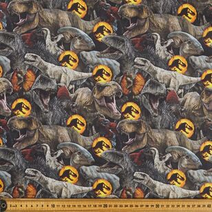 Jurassic World All Over Printed 112 cm Cotton Fabric Multicoloured 112 cm