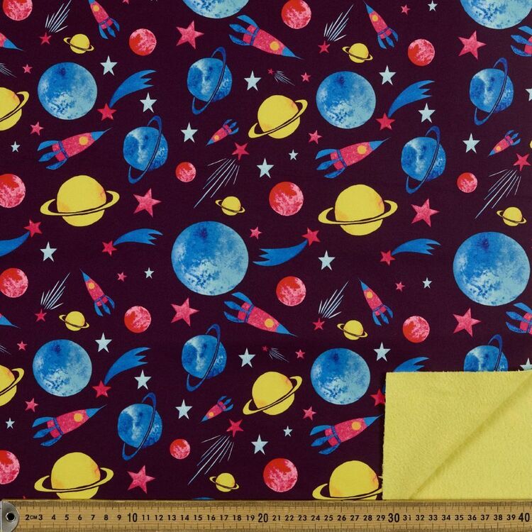 In Space Printed 145 cm Soft Shell Fleece Fabric