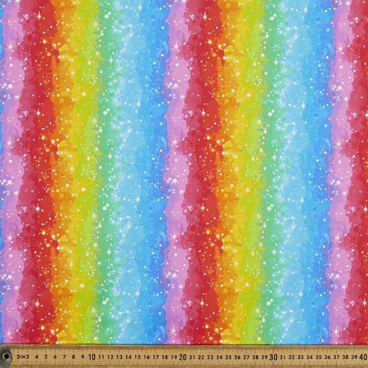 Ombre Blurry Star Rainbow Printed 112 cm Cotton Fabric