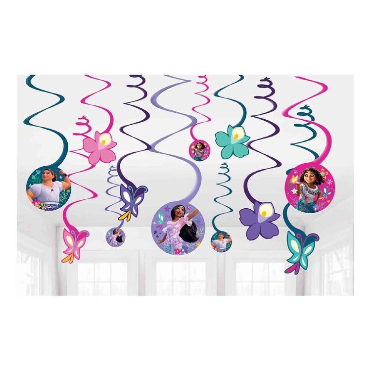 Amscan Encanto Spiral Decorations 12 Pack Multicoloured