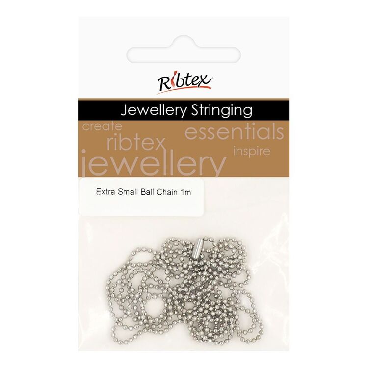 Ribtex Jewellery Stringing Extra Small Ball Chain Silver 1 m