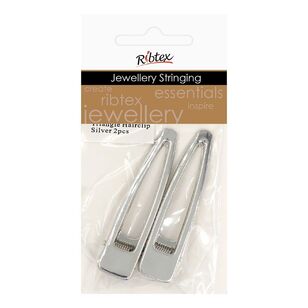 Ribtex Jewellery Stringing Hairclip Flat Triangle 2 Pack Silver 60 mm