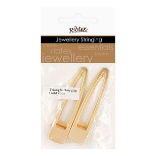 Ribtex Jewellery Basics Hairclip Flat Triangle 2 Pack Gold 60 mm