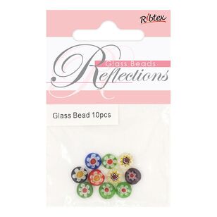 Ribtex Millefiori Flower Round Disc Bead 10 Pack Multicoloured 8 mm