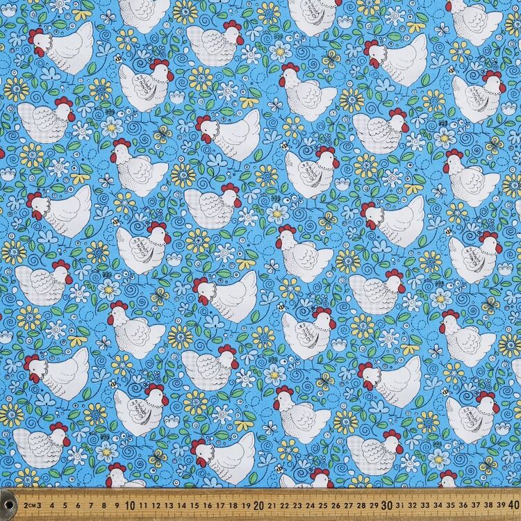 Country Chickens Printed 112 cm Cotton Fabric