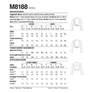 McCall's M8188 Unisex Moto Jacket X Large
