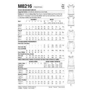 McCall's M8216 Misses' & Children's Dresses Medium - X Large